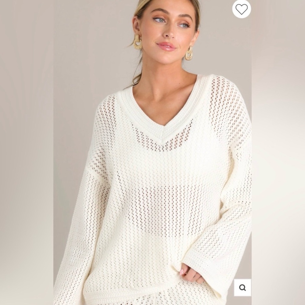 Z Supply Kiami White Crochet Sweater (L) - Picture 2 of 9